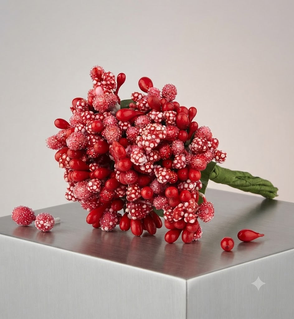Red Flower Stamens – Artificial Floral Stamens for Sugar Flowers, Cake Decorating & DIY Crafts