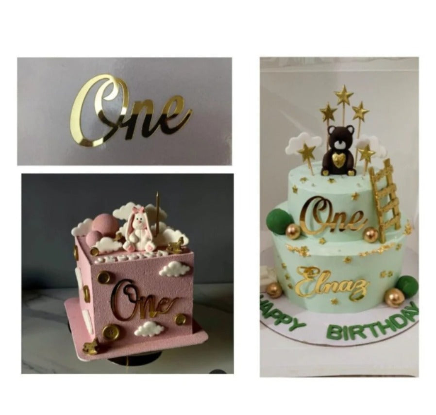 5 Pcs One Acrylic Cake Tags for Cake Decorating – Premium First Birthday Cake Decorations