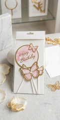 3D Pink Butterfly Card Stick Cake Topper for Cake Decorating – Premium Butterfly Cake Decoration