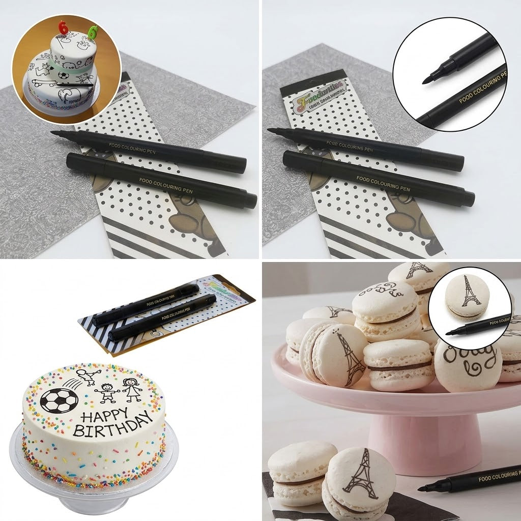 Edible Black Markers 2 Pcs Set – Food-Safe Cake & Cookie Decorating Pens