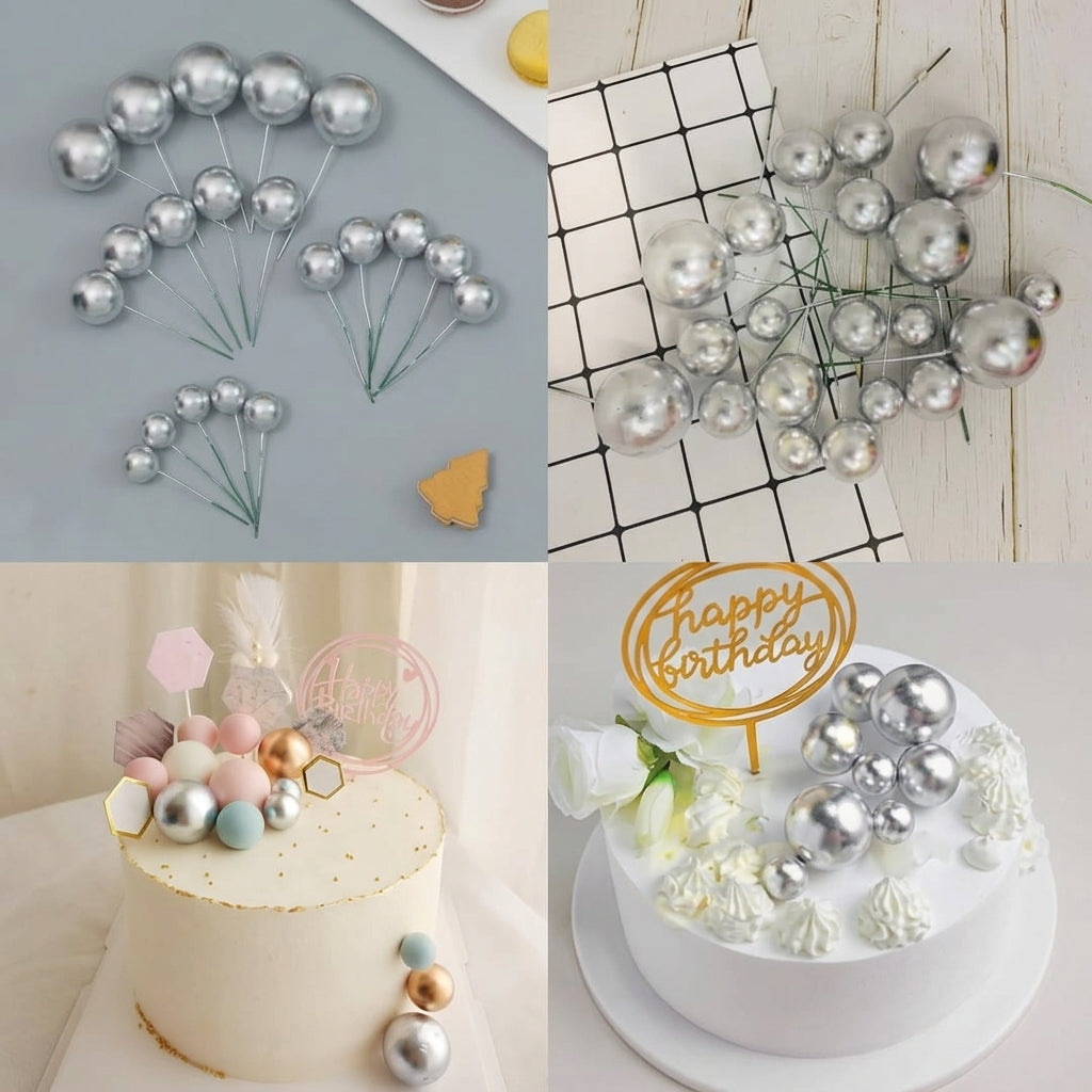 Silver Faux Balls Pack of 20 Pcs – Decorative Craft & Party Accessories