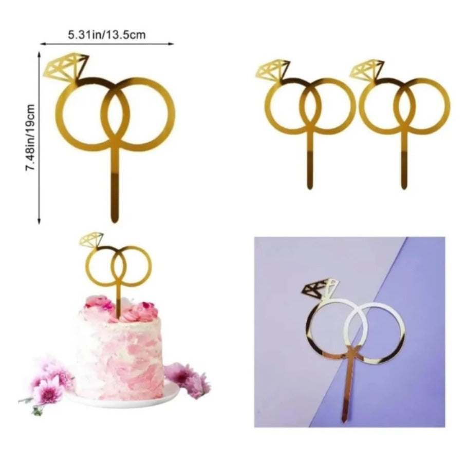 Engagement Ring Acrylic Cake Topper – Premium Proposal & Engagement Cake Decoration