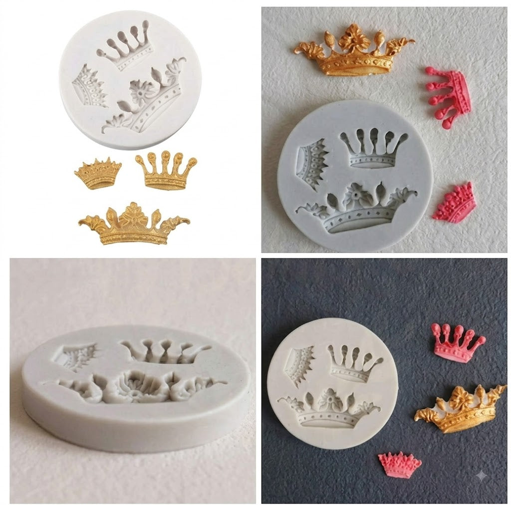 3 Cavity Small Crown Silicone Mold – Premium Mini Crown Chocolate & Cake Decoration Mold