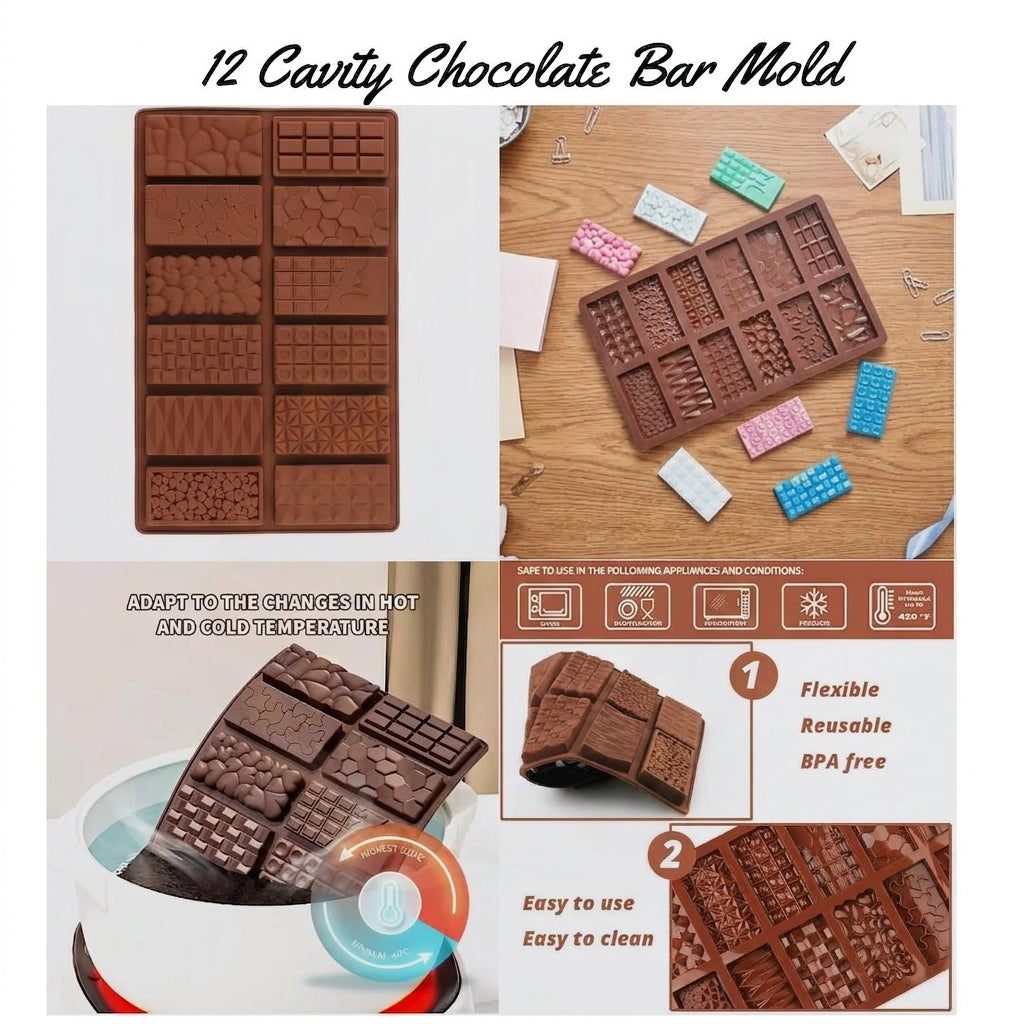 12 Cavity Chocolate Bar Mold – Chocolate Making Mold