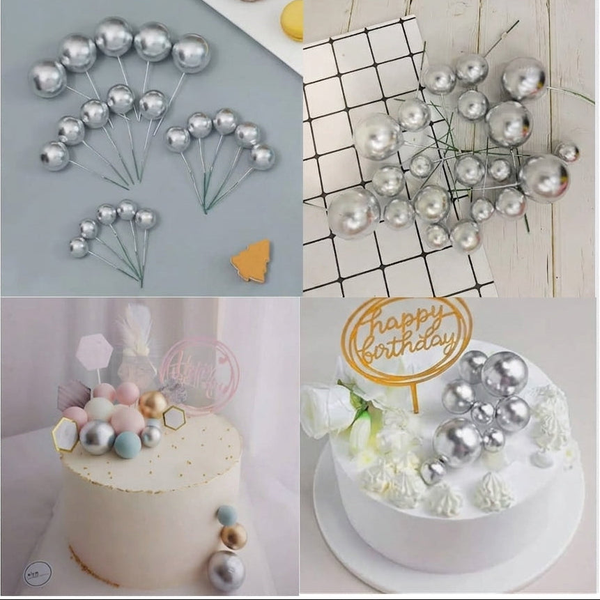 Silver Faux Balls Pack of 5 Pcs – Decorative Craft & Party Accessories