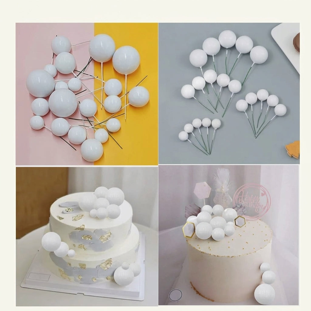White Faux Balls Pack of 20 Pcs – Decorative Craft & Party Accessories