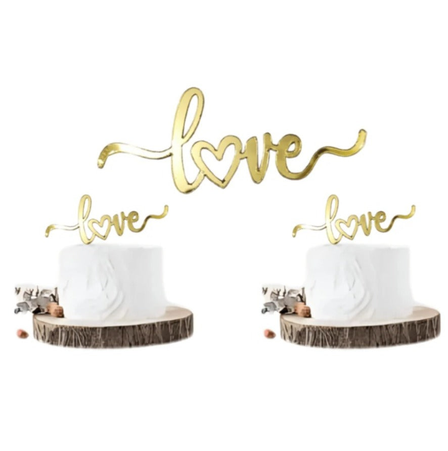 5 Pcs Acrylic Love Cake Tags for Cake Decorating – Premium Romantic Cake Decorations