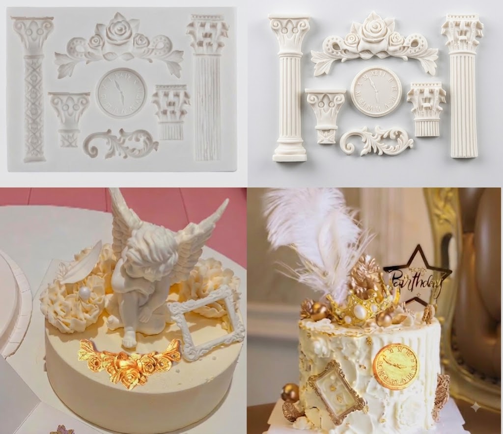 Roman Pillar Clock Silicone Mold – Premium Roman Column & Clock Cake Decoration Mold