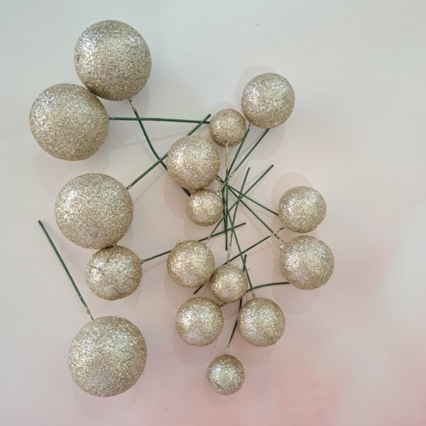 Silver Glitter Faux Balls Pack Of 20 Pcs