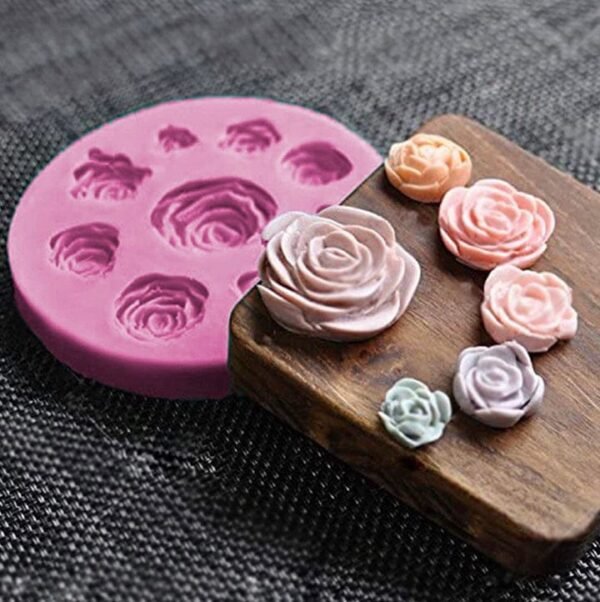 9 Cavity Rose Silicone Mold