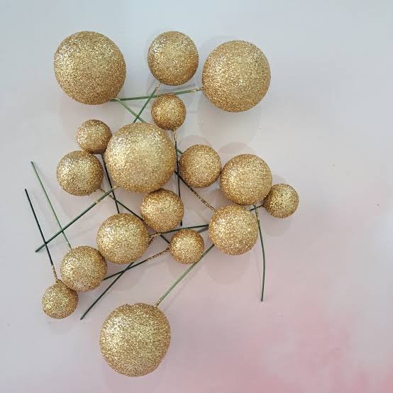 Golden Glitter Faux Balls Pack Of 20 Pcs