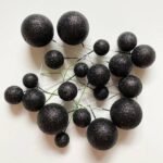 Black Glitter Faux Balls Pack Of 20 Pcs