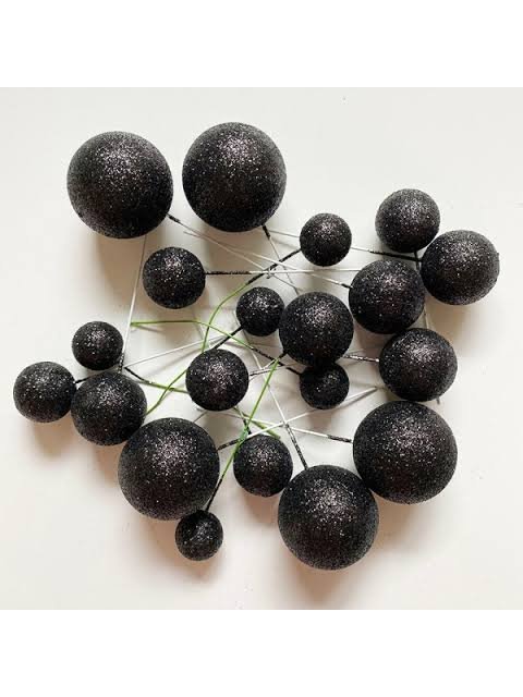 Black Glitter Faux Balls Pack Of 20 Pcs