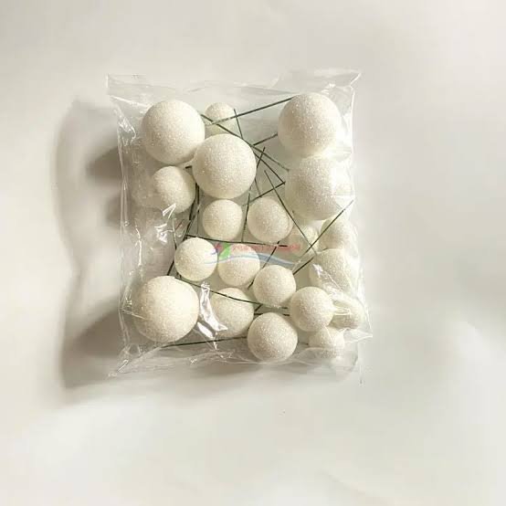 White Glitter Faux Balls Pack Of 20 Pcs