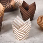 Brown & White Tulip Liners Pack Of 50 Pcs