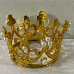 Golden Pearl Crown – Elegant Royal Cake Topper