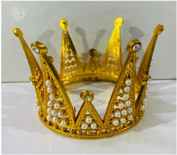 Golden Pearl Crown – Premium Cake Topper